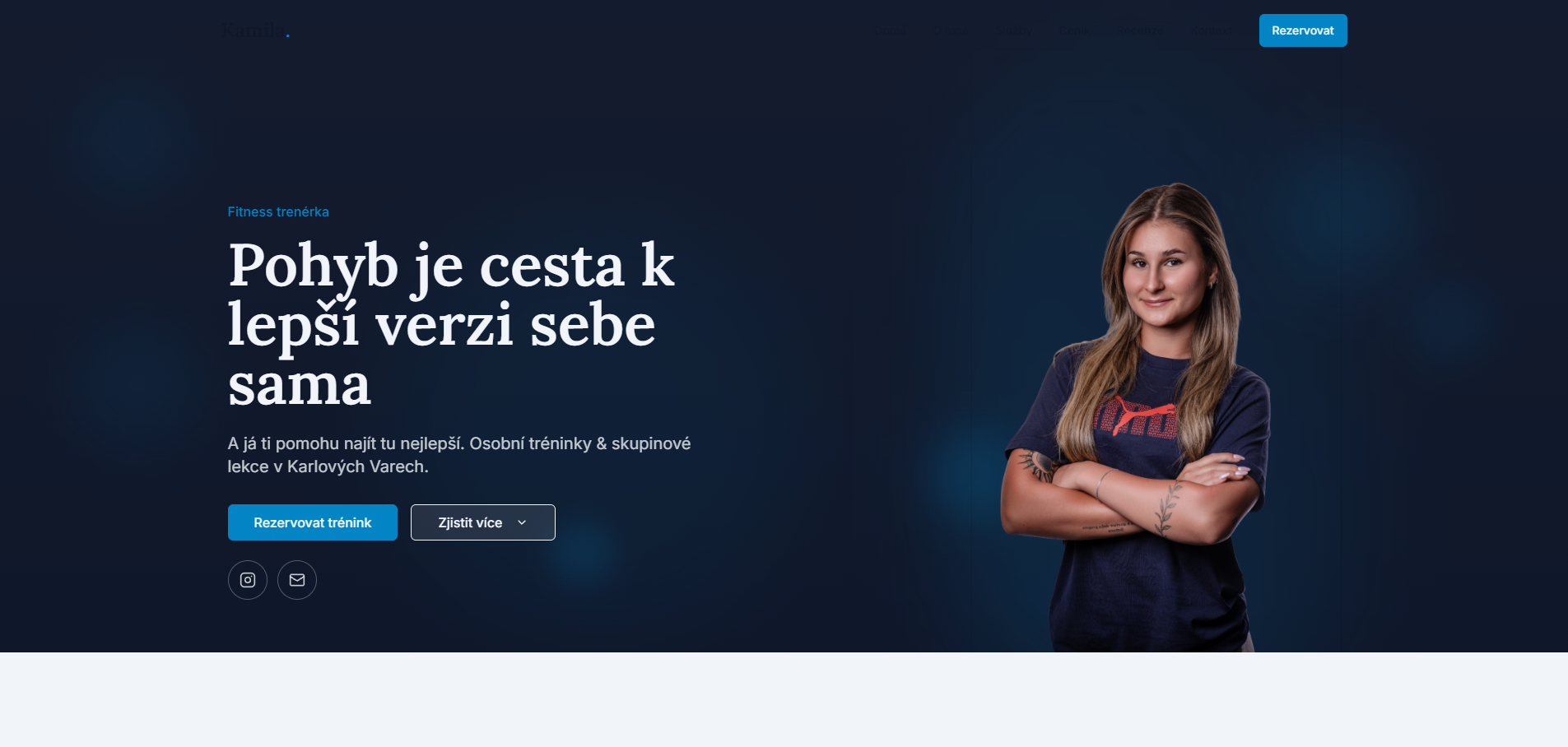Kamila – Fitness trenérka - ukázka webu
